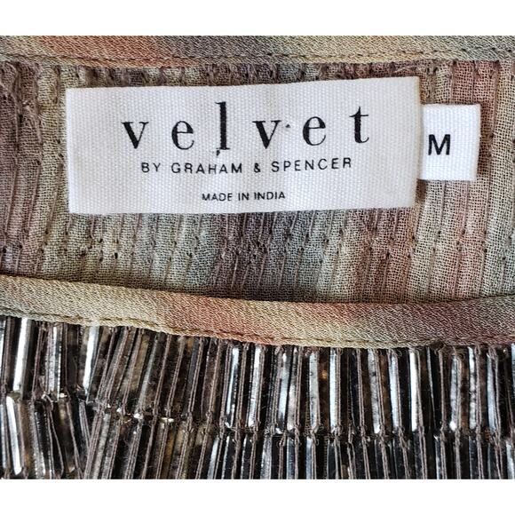 Velvet by graham and spencer size medium capped sleeve red & blue mesh blouse - Picture 5 of 6